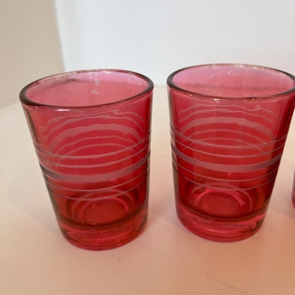 Vintage Federal Glass Cranberry Red Juice Glasses - Picture 2 of 13